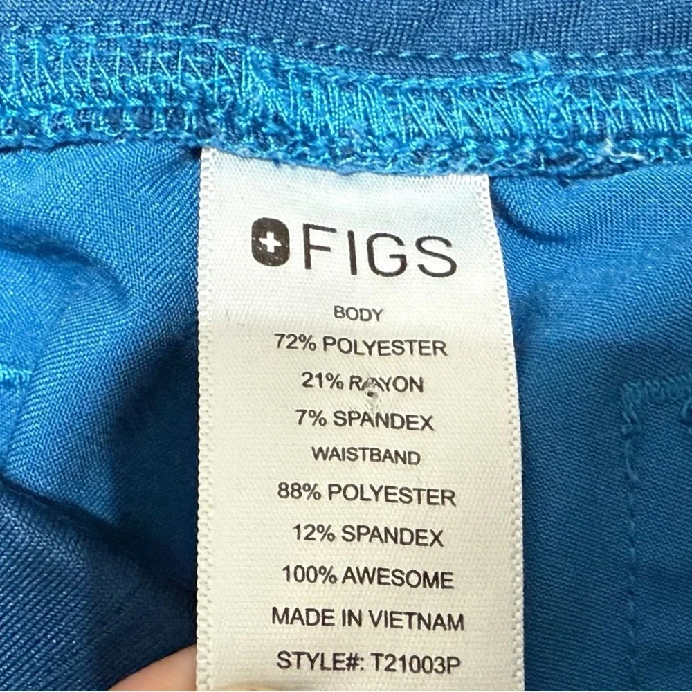 FIGS T21003P Technical Blue Scrub Pants Size S/P – Drawstring Waist, Stretch Fit
